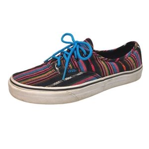 Vans Colorful Striped Classic Low Top Blue Lace Up Sneakers Women's Size 7.5